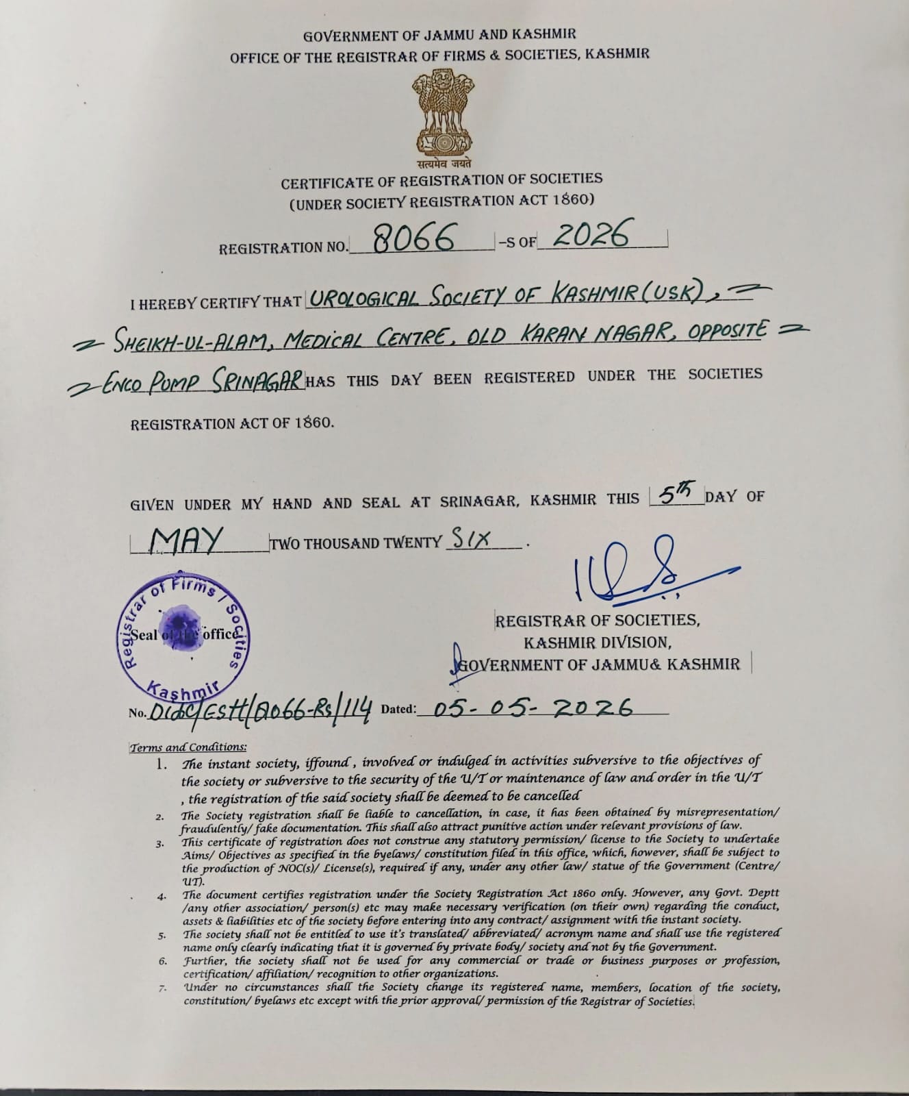 Registration Certificate Scan